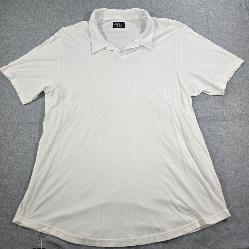 Goodlife Mens White Supima Cotton MicroModal Short Sleeve Polo Shirt XXL USA